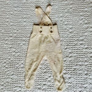 Cream Knit Suspender Baby Pants